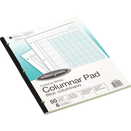 Wilson Jones Pad, 6-Column, 11X8.5, 50Sh, Gn Pk WLJG7206A